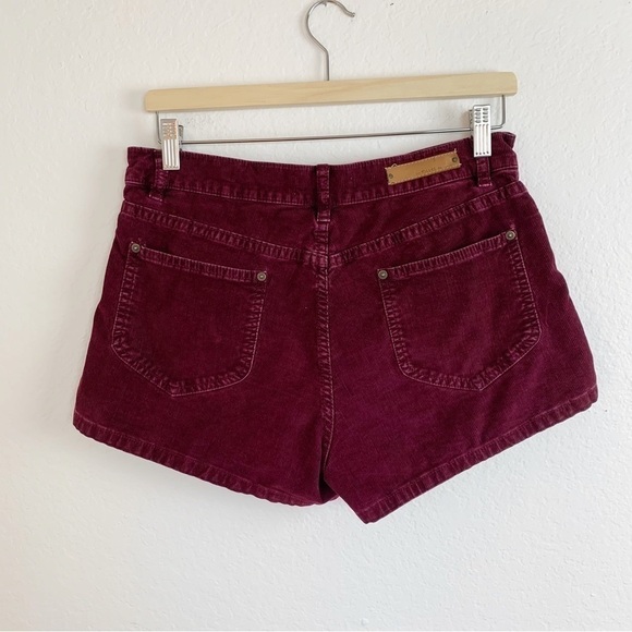Les Folles de Joie High Waisted Shorts Corduroy Size 29 Burgundy - Picture 7 of 8